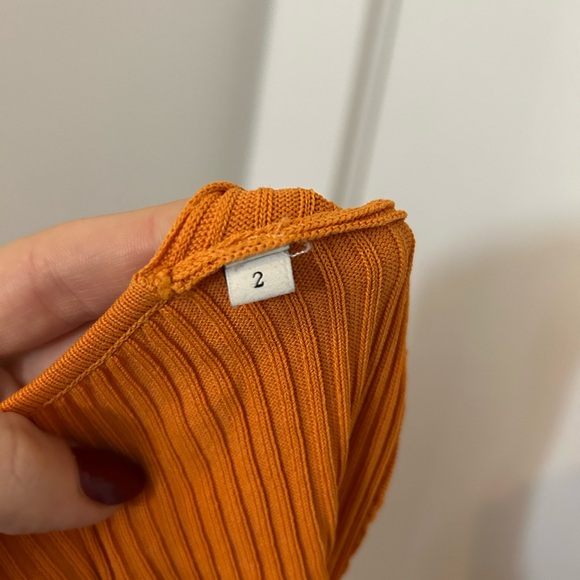 Sandro Orange Ribbed Button-Down Top - Picture 5 of 6
